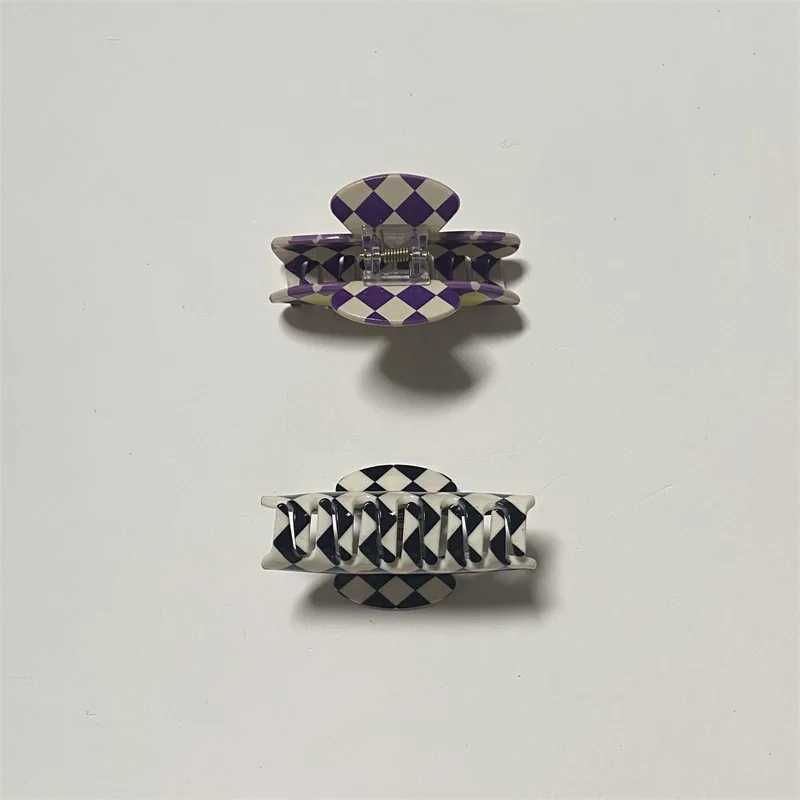 INS Acetate Chessboard Heart Cherry Pattern Crab Hair Claw Clip For Women Girl Casual Lattice Party Hair Accessories HeadressW251028