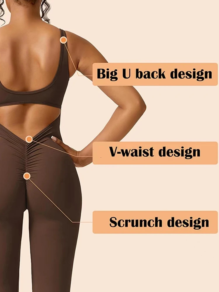 Summer Womens Sexy tie Style Backless Onepiece Suit Sports Fitness Yoga Pullover Flared Pants 251029