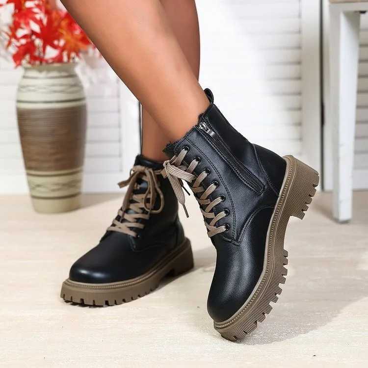 Booties Fashion British Platform Retro Casual Comfort Round Toe Boots for Women Z251029
