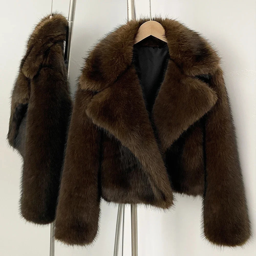OFTBUY Faux Fur Jacket Women Fashion Vintage TurnDown Collar Coat Long Sleeve Ecofriendly Autumn Winter Streetwear 251028