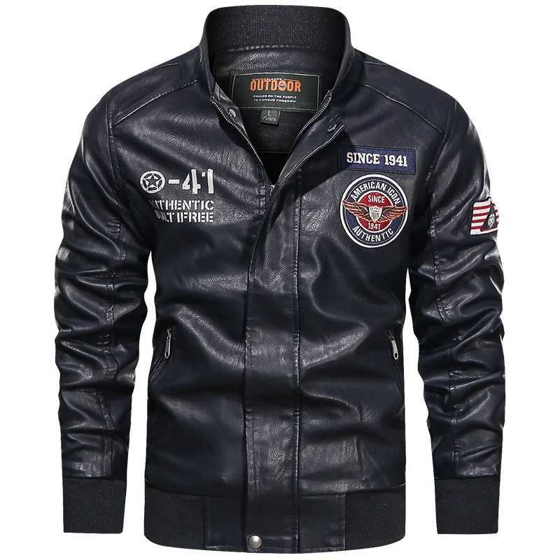 Spring and Autumn Mens Motorcycle Suit Leather jacket Color blocking American baseball collar pilot casual PU leather jacketT251029