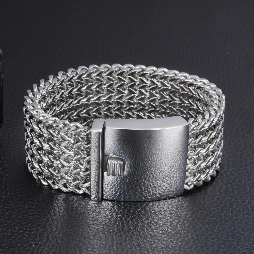 30MM 212223CM Long Never Fade Gold Color Man Bracelet for Men Stainless Steel Mens Bracelets Wrist Jewelry Waterproof 251028