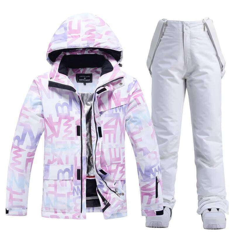 New Fashion Letter Women Ski Suit Winter Windproof Waterproof Snowboarding Jacket And Pants Snow Walking Clothes Female Snowsuit Sport