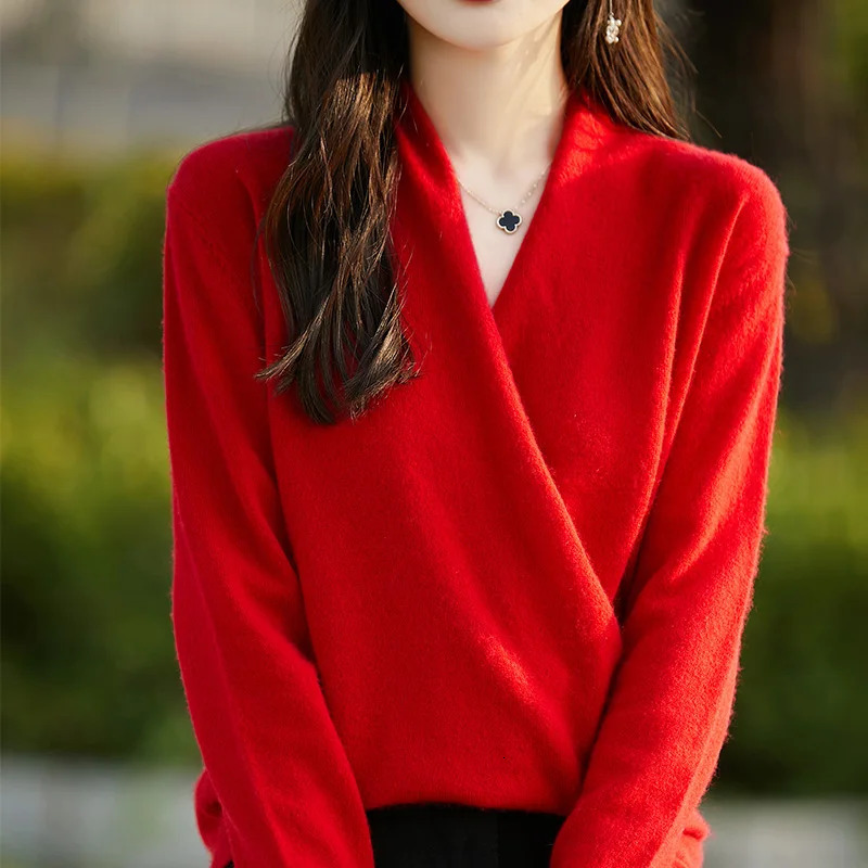 Womens Knitted Cashmere Sweater 100 Merino Wool Thickened Top Loose Long Sleeve Clothing Warm For Autumn And Winter YYY2442 251029