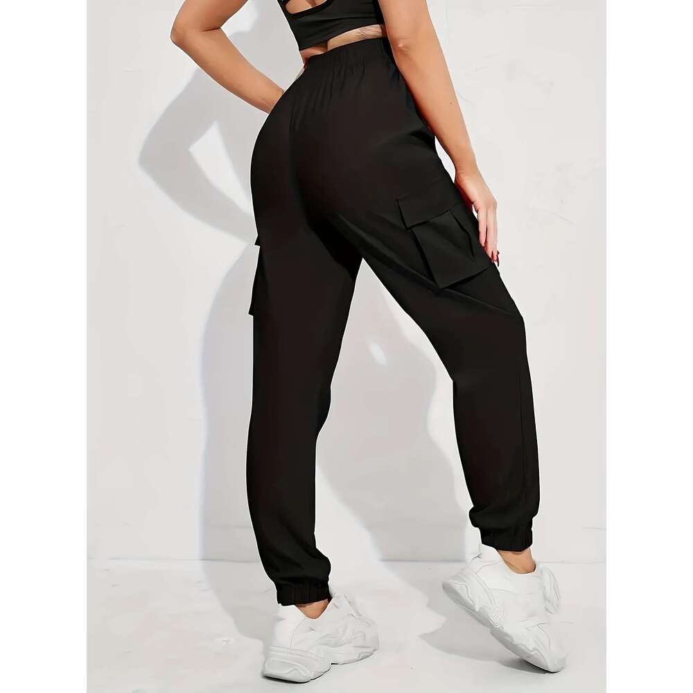 5pcs Solid Color Pocket Jogger Suitable for Autumn And Winter Casual Elastic Waist Sports Pants, Women's Clothing, Jogging Pants