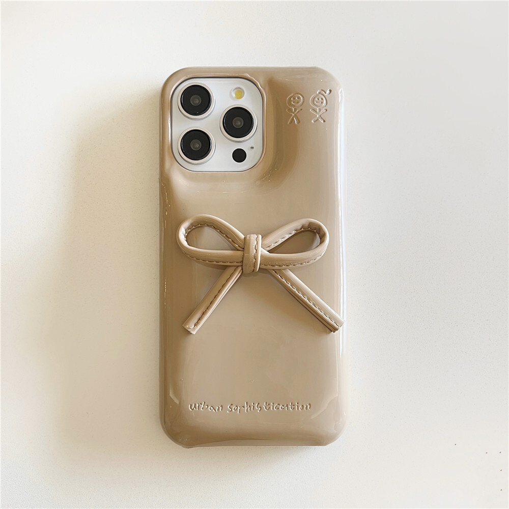 Niche Leather Bowknot Phone Case Compatible with iPhone 17/16/15 Pro Simple Shockproof iPhone 14/13