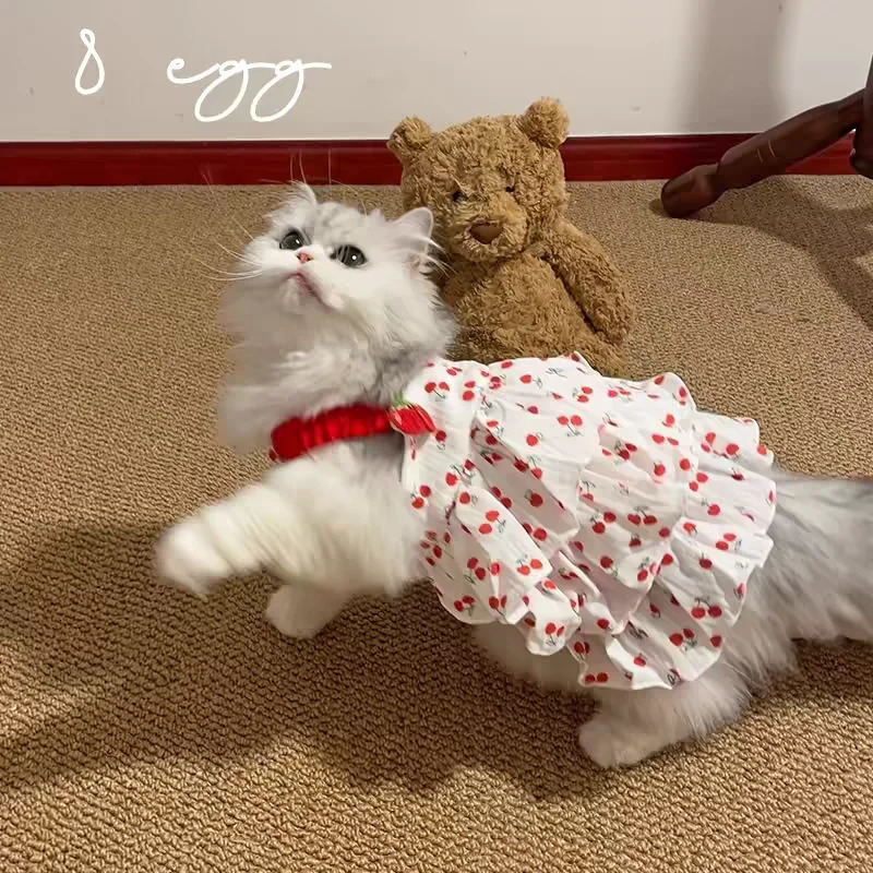 Pet Dress for Dogs Cats Layered Cake Style Printed Clothes Small Medium Breed Apparel Adorable Summer Outfit 251029