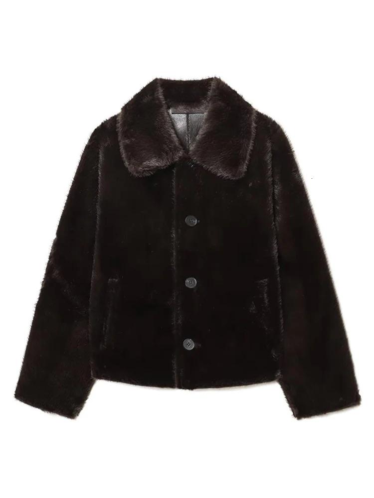 TFMLN Women Reversible Leather Jackets Fashion Winter 2025 Faux Fur PU Double Sided Short Coat Female Warm Outerwears 251029