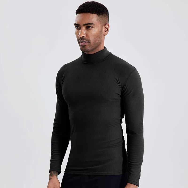 Mens autumn and winter plus size solid color turtleneck bottoming shirt casual Joker fashion young men long sleeve warm T J251029