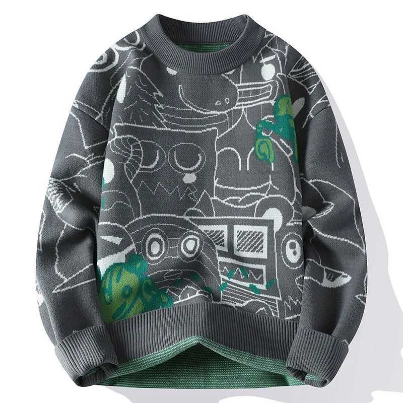 Autumn and Winter High School Students Trendy Versatile Thick Bottom Sweater Knitted with Velvet Warm Fashion Mens Sweater J251029