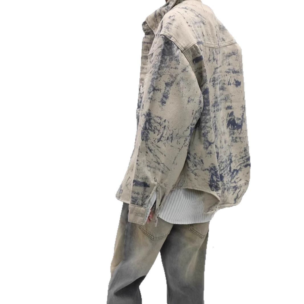 2025 Tie-dye Denim Jacket For Men And Women Designer Jacket Spring And Autumn American High Street Style Niche Design Loose Washed Shirt Jacket