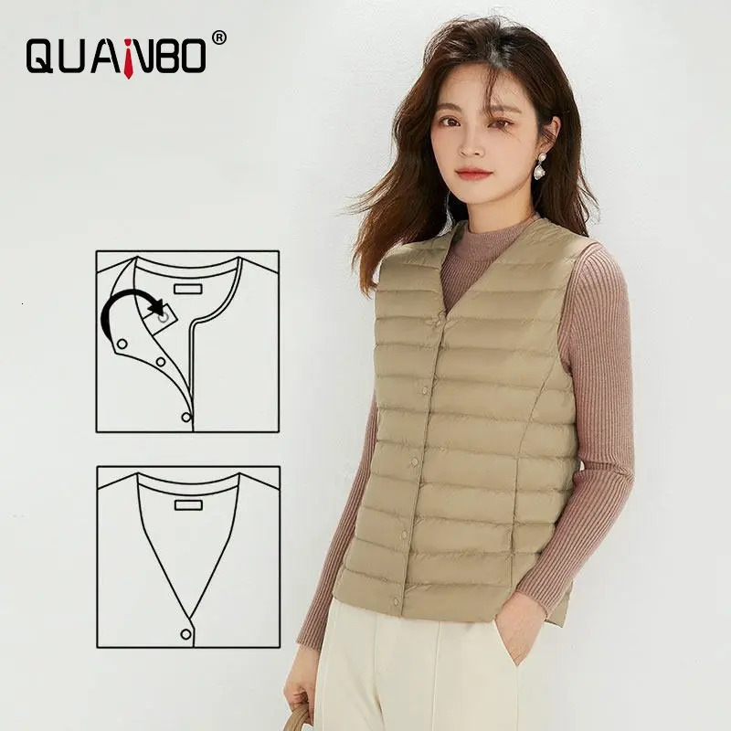 Women Sleeveless Puffer Vest Womens Ultra Light Down Vest Women Two Ways Waistcoat Portable Warm Sleeveless Winter Liner 251029