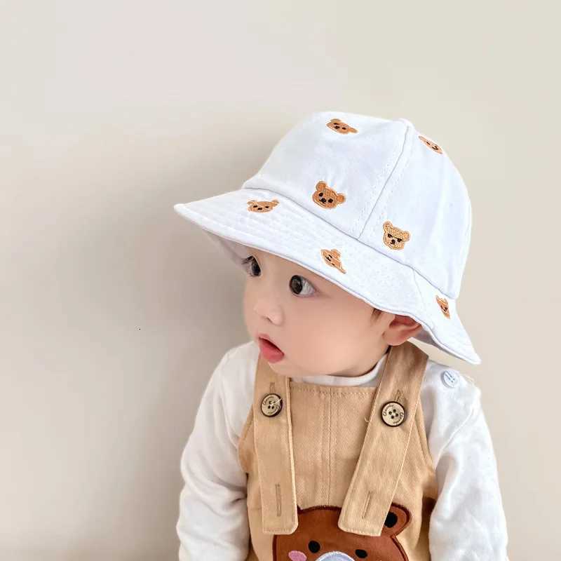 Wide Brim Baby Panama Basin Cap Kids Bear Fisherman Hat Cartoon Print Toddler Bowl Hat 13year Boy Girl Children Sunscreen Visor251028
