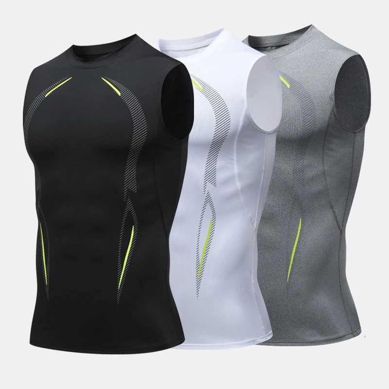 Compression Tank Top Men Running Gym Shirt Sleeveless Quick Dry Sportswear Male Fitness Bodybuilding Vest Workout Muscle Top W251029