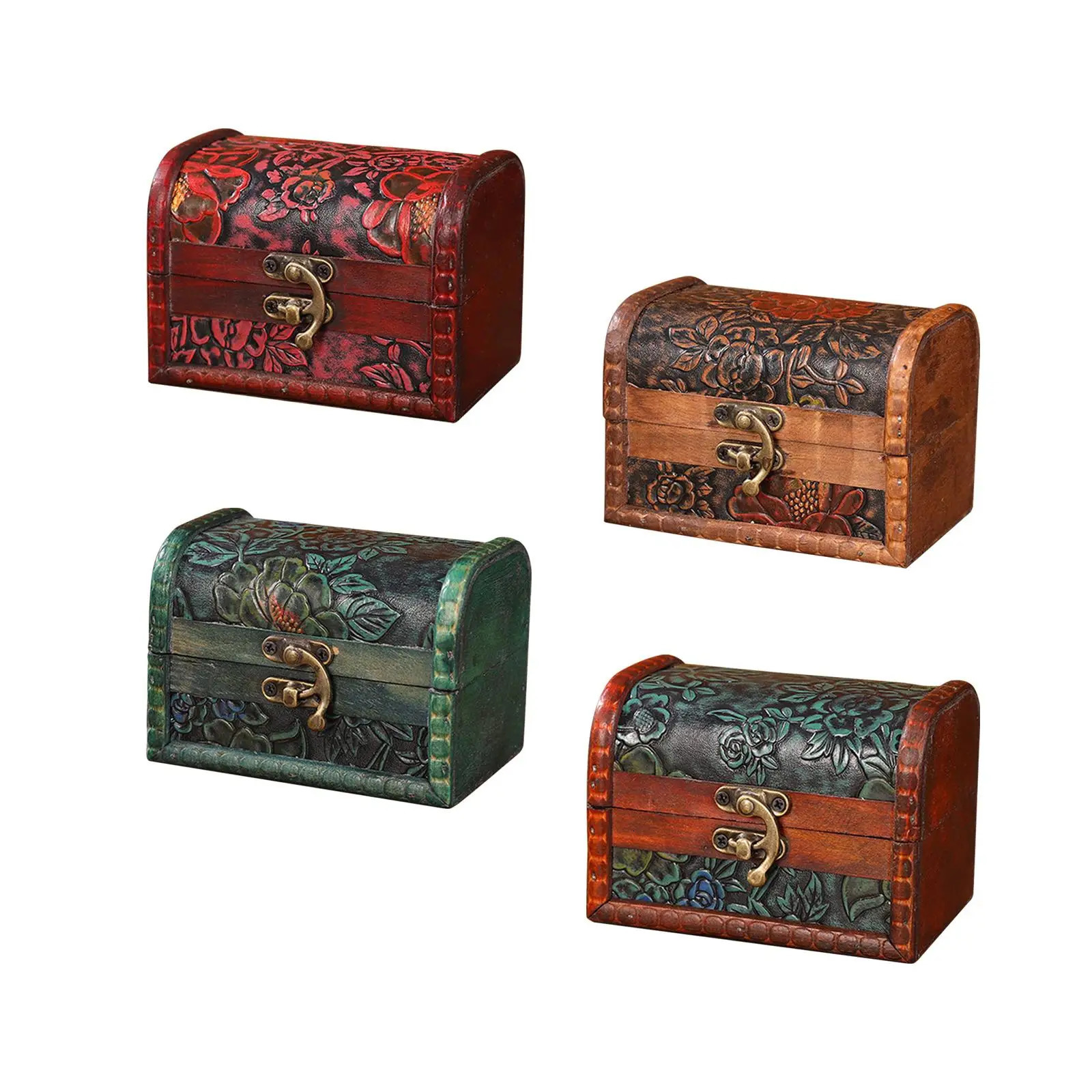 Treasure Chest Trinket Box Case Decorative Storage Wooden Jewelry Organizer for Birthday Charms Rings Girl Girlfriend 251013