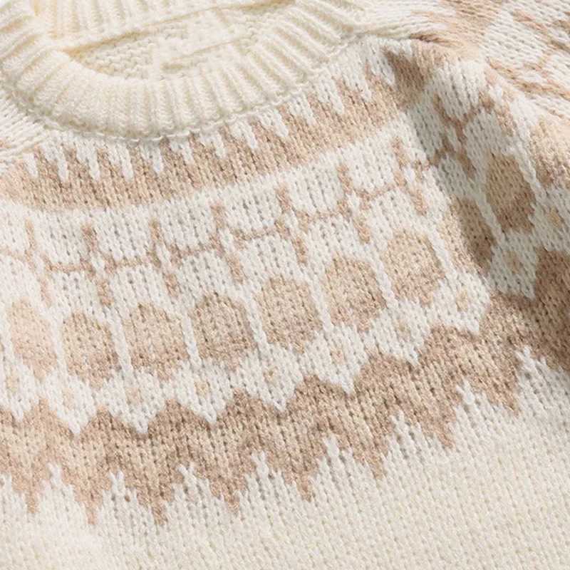 2024 AutumnWinter Ethnic Style New Casual Top Knitted Sweater Splicing Y2K Ethnic Clothing Sweater Top Warm Cartoon Sweater J251029