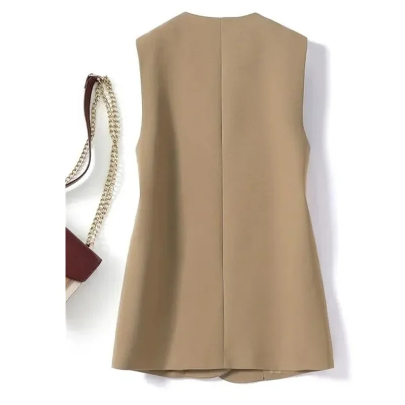 Womens Vest Jacket 2025 Korean Fashion Spring Summer Sleeveless Jacket Suit Vest Femme Blazer Waistcoat Tops 251029