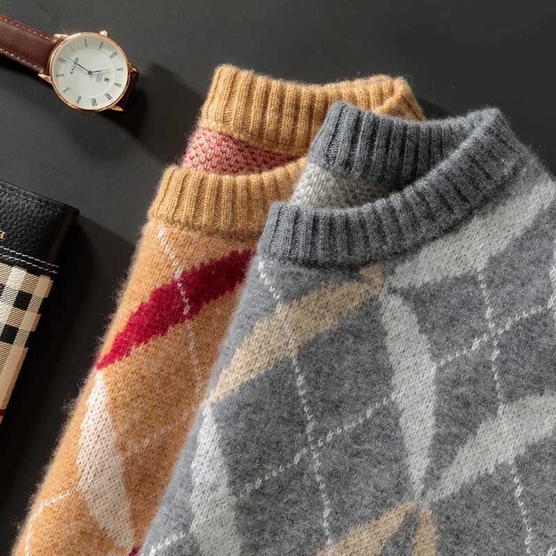 Autumn And Winter Wool Color Matching Round Neck Thick Sweater Loose Casual Wool Bottoming Sweater Top J251029