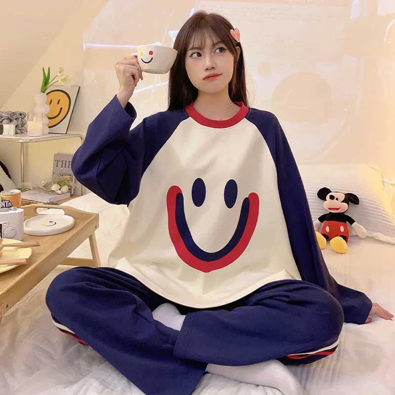 Sleepwear Women Autumn Winter Pajama Sets Cotton Pajamas Long Sleeve Trouser Kawaii Clothes Korean Loungewear Nightwear NewT251029