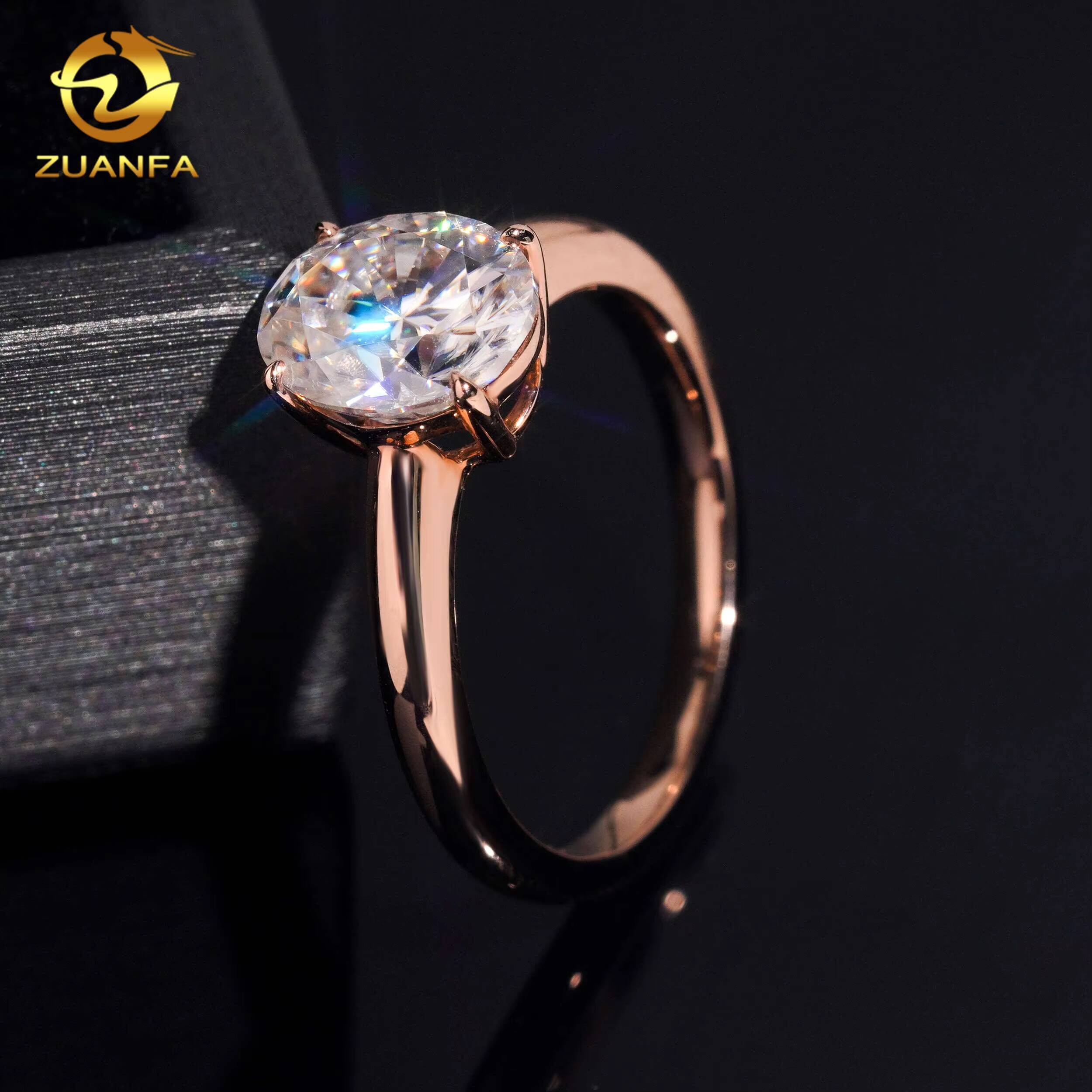 Custom Pass Diamond Test 2carat Oval Cut Moissanite Real Gold 10K 14K 18K RoseYellowWhite Gold Wedding Engagement Ring