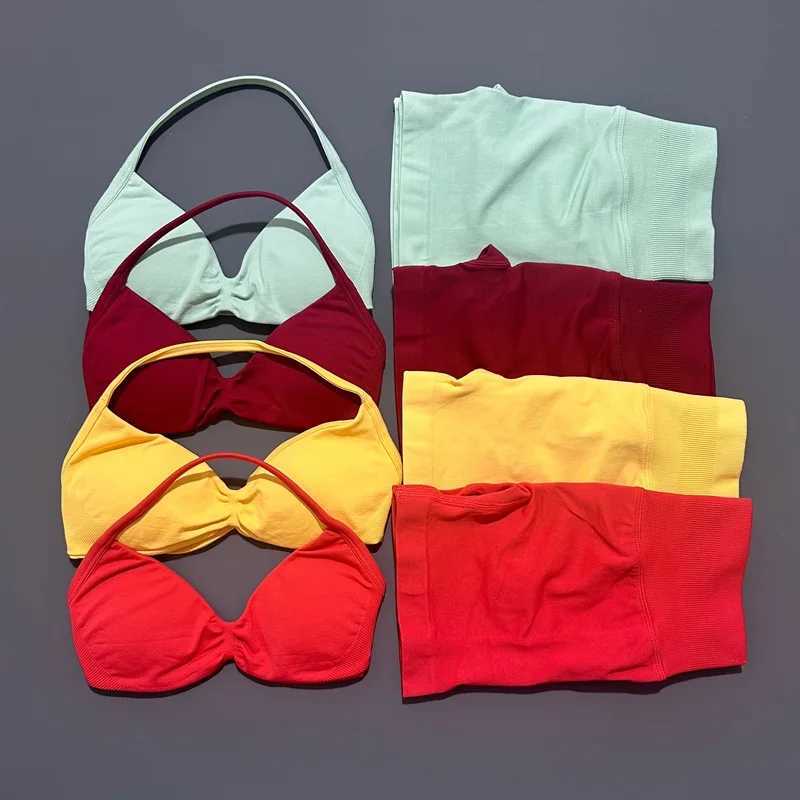 2 Piece Histello Sport Set Women Seamless Yoga Tank Bra High Waist Scrunch Bum Gym Shorts Sets Fitness Running Workout SuitXJ251029