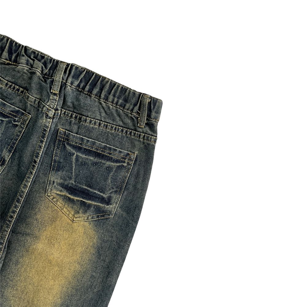 American retro jeans for men and women with a gradient design for spring and autumn, stylish and cool pants, high street vibe, straight-leg slightly f