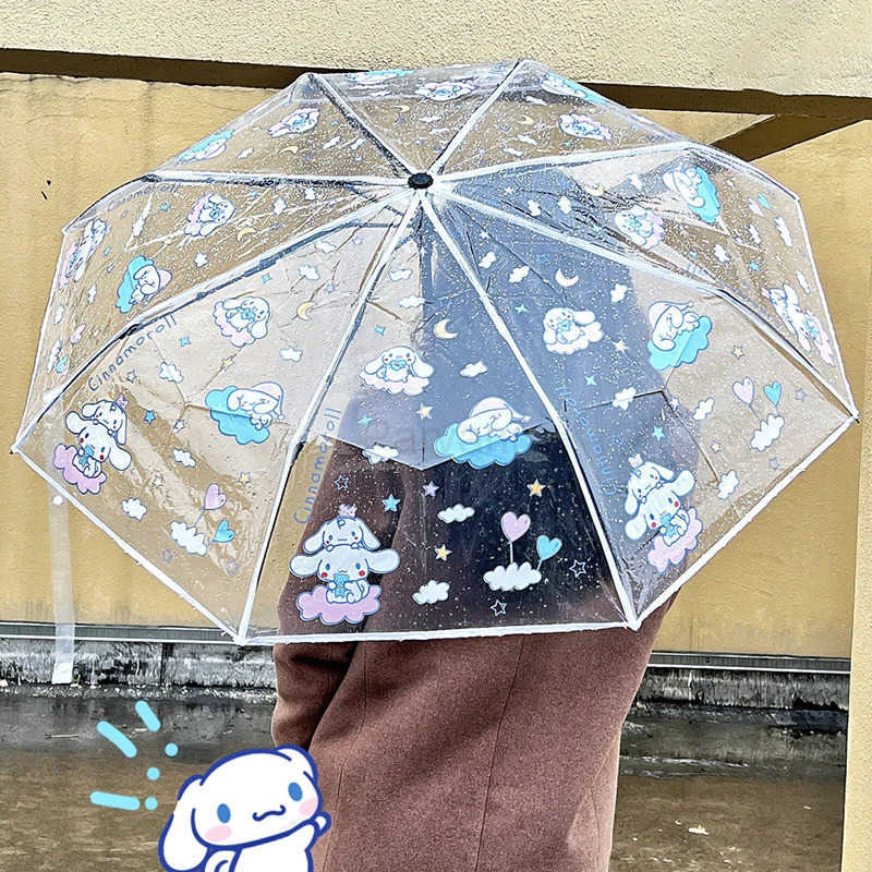 Sanrio Sanrio Umbrella Y2k Hello Kitty Cinnamoroll Kuromi Melody Folding Umbrella Cartoon thickened transparent umbrella Kids Gifts Toy L251029
