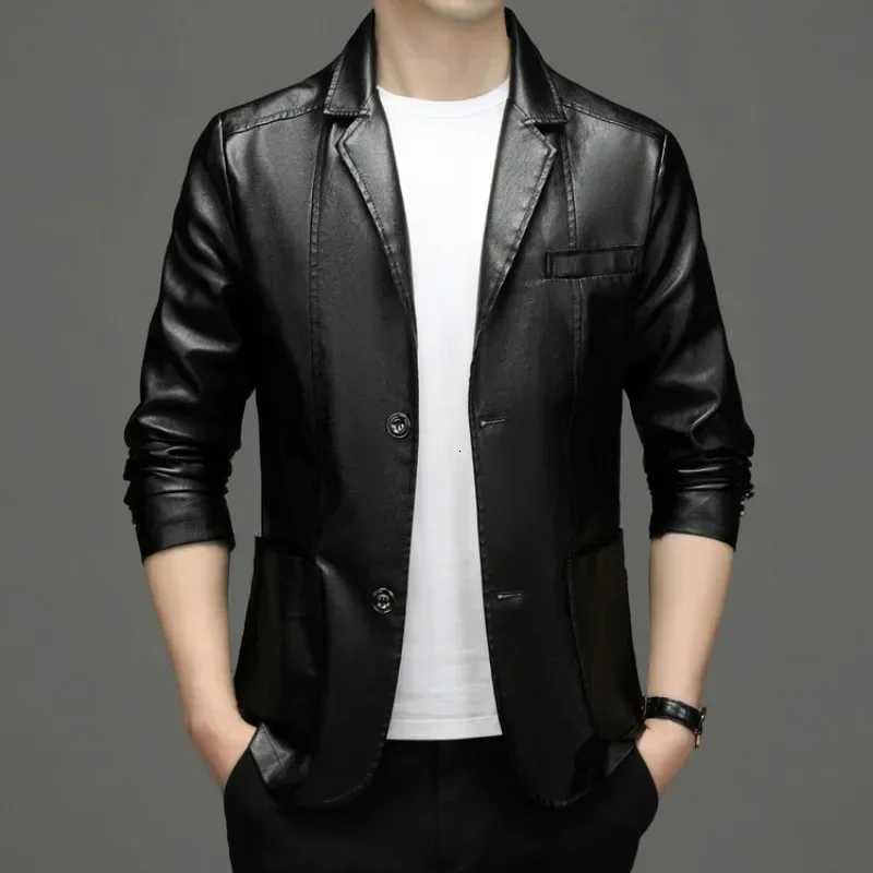 Spring and Autumn Highend Mens Fashionable Leather Jacket Waterproof and Windproof Mens Suit Leather JacketT251029