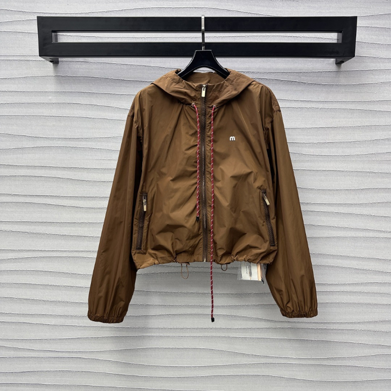 Sports Casual Style Stand Collar Hooded Long Sleeves Women New Double Zipper Solid Color Jacket