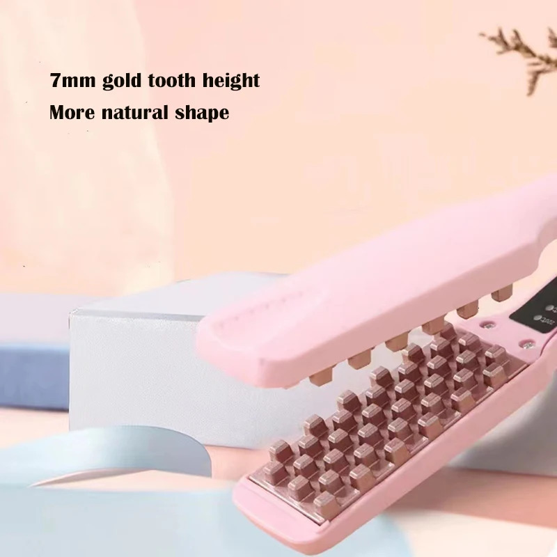 3D Grid Hair Crimper Volumizer Ceramic Professional Hair Fluffy Corrugated Curler Flat Iron Corn Hair Splint Perm 4 Temperatures 251029