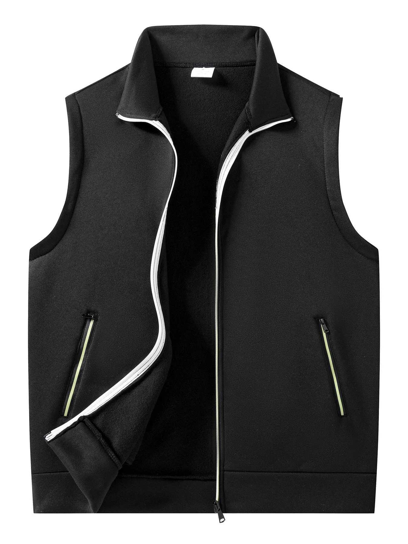 Mens Casual Vests Sleeveless Coats Autumn Solid Color Zipper Jacket Vest Breathable Travels Hiking Work Multipockets Waistcoat W251029