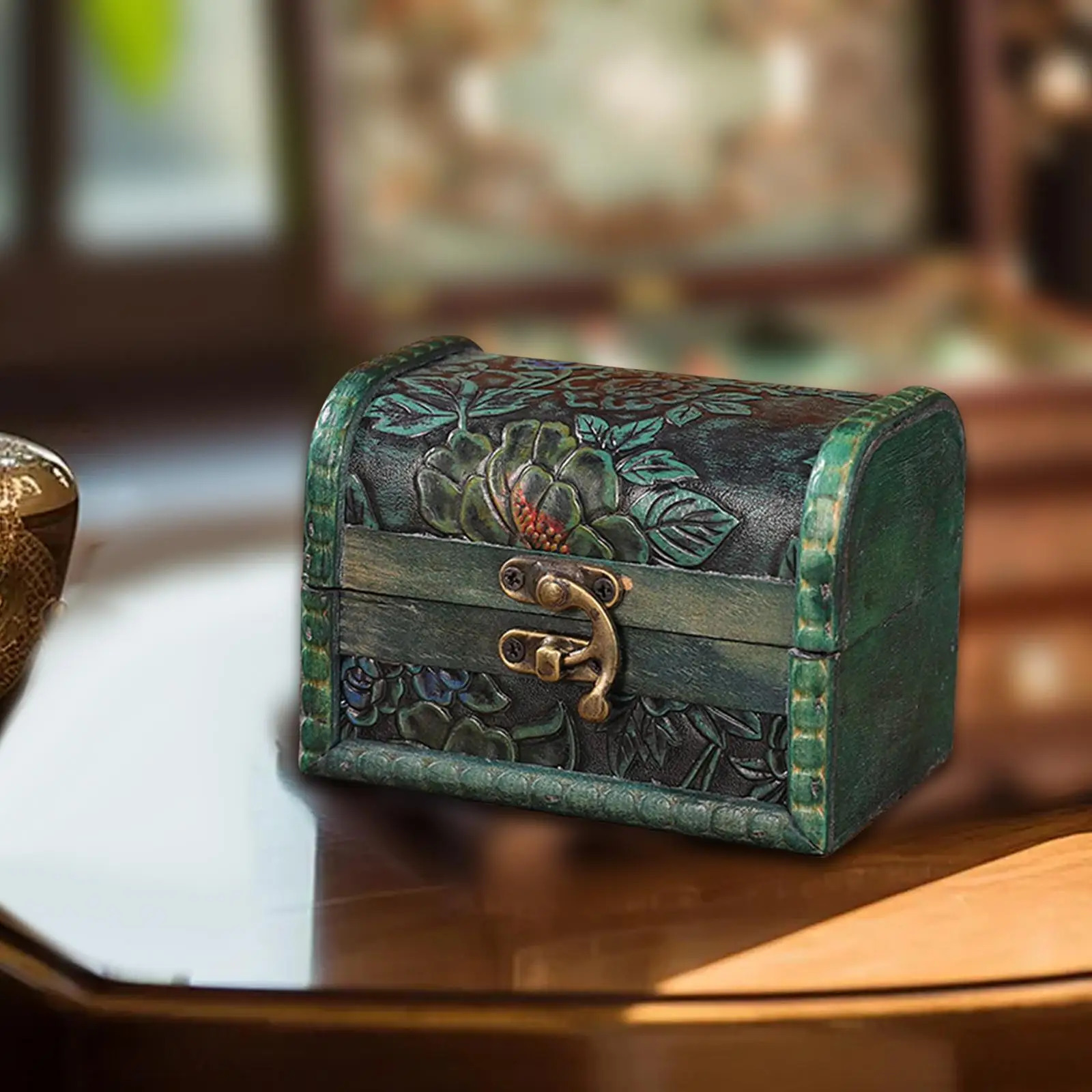 Treasure Chest Trinket Box Case Decorative Storage Wooden Jewelry Organizer for Birthday Charms Rings Girl Girlfriend 251013