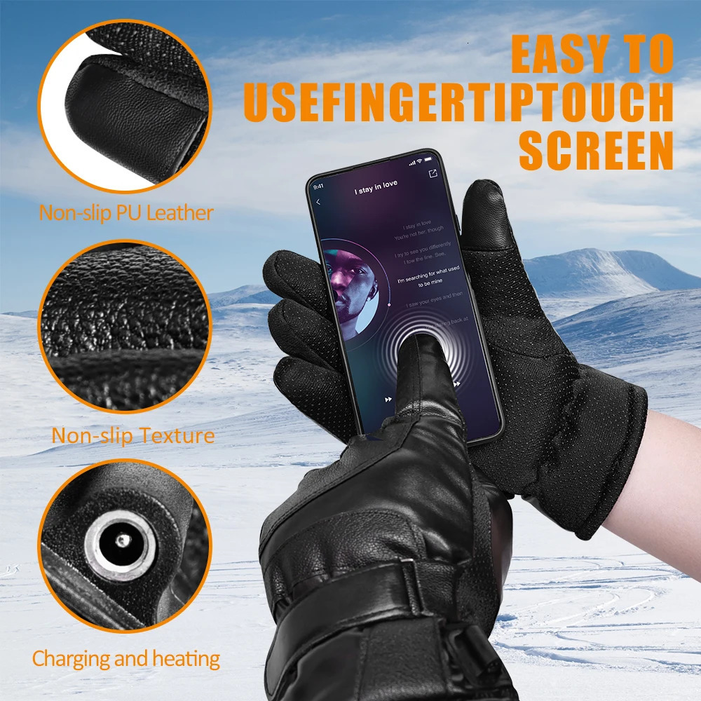 Windproof Winter Sports MittenMobile Power Bank not includedOutdoor Camping Hand Warmer Gloves Electric Heated Skiing 251013