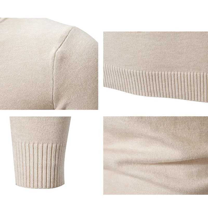 Autumn Mens Half Turtleneck Sweater Solid Color Basic Style Casual Fashion Knitwear Slim Fit High Elastic Male Warm Pullovers J251029