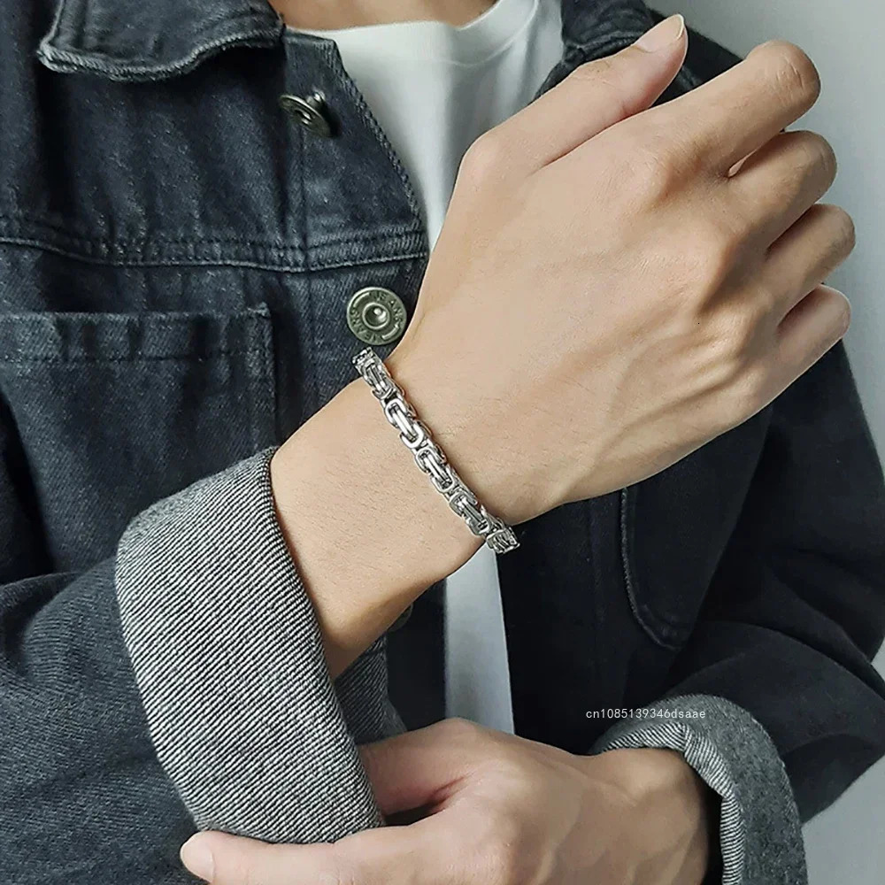 Punk Steel Bracelet Men Women Wristband 4mm Sliver Color Male Hand Chain Link Bracelet Hip Hop Jewelry 251028