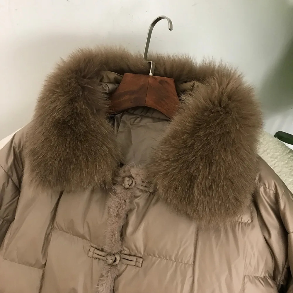 Real Fox Mink Fur Collar Winter Women White Duck Down Jacket Ladies Vintage Short Warm Puffer Coat Female Parka Outerwear 251029