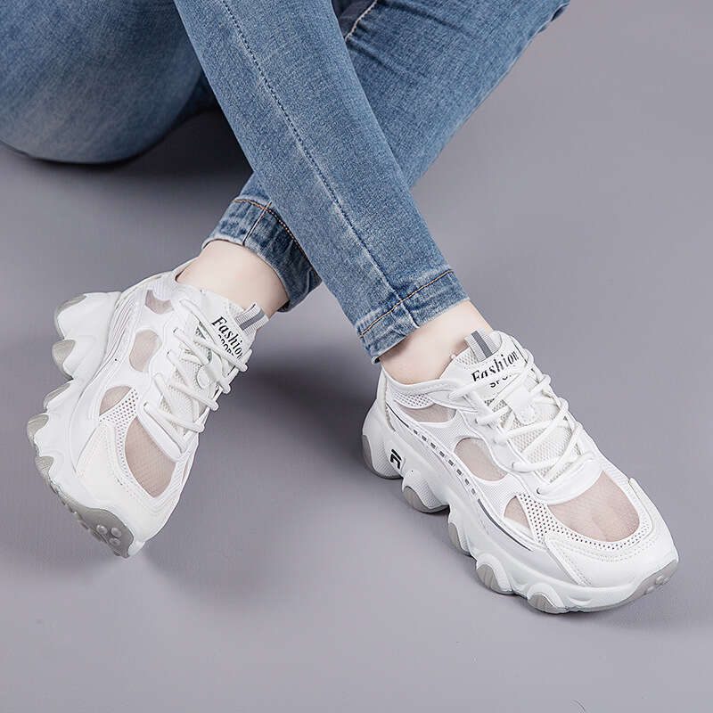Breathable Mesh Women's Shoes 2025 Spring Summer Trend New Flat Thick Sole Versatile Casual Sneakers for Women