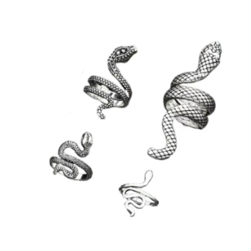 Fashionable and retro Egyptian four-piece set, snake-patterned earrings and stud earrings, nostalgic Nile style, suitable for theme events/displays