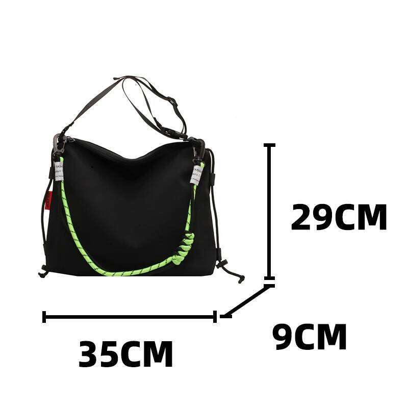 Unisex Leisure Big Nylon Crossbody Bag Black Korean Style Sweethearts Laptop Shoulder Bags Coloured Elastic Rope Lovers Handbag 251029
