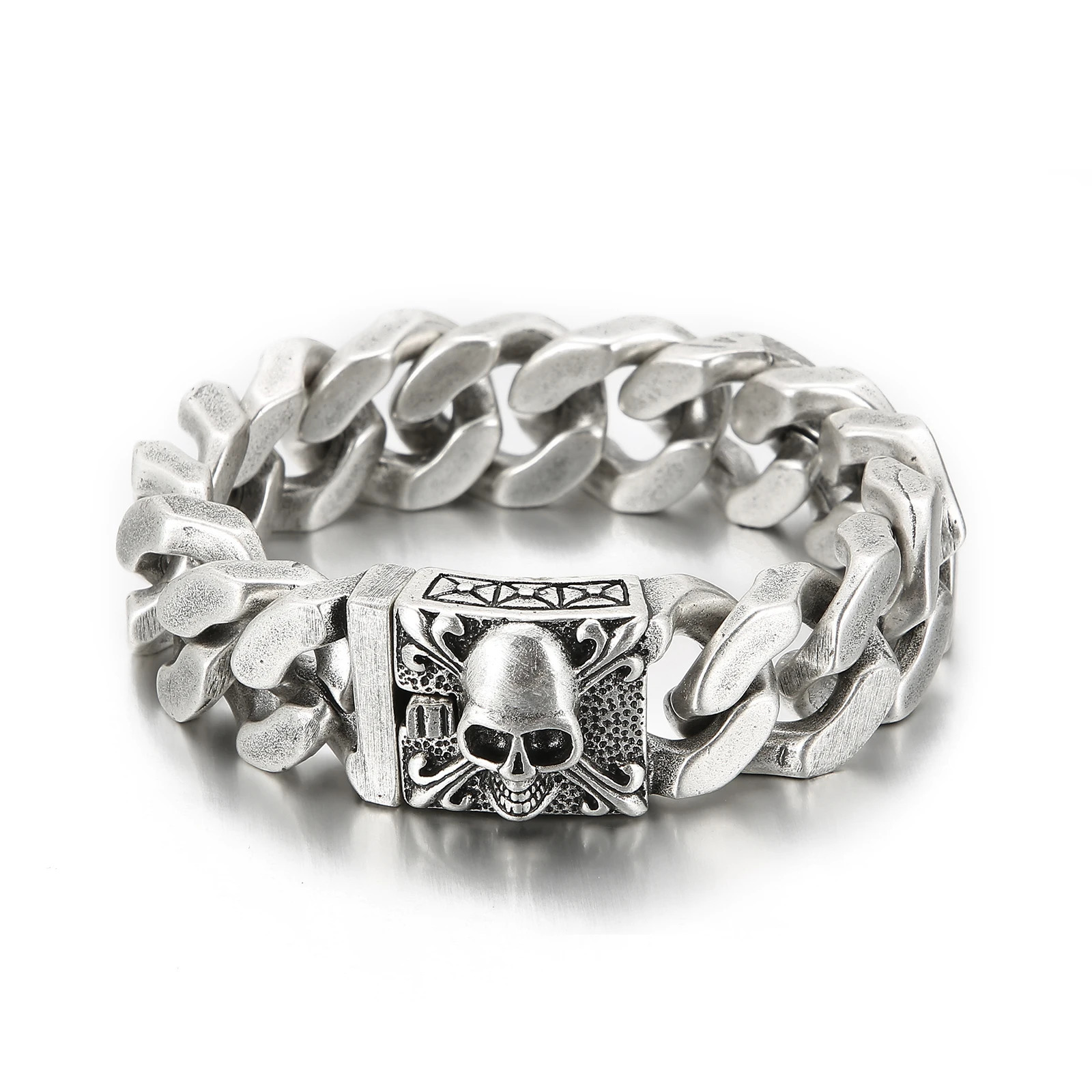 20mm Big and Heavy Chunky Cuban Chain Bracelet Men With Devil Ghost Skull Charm Vintage Magical Jewelry Gift For Friends 251028