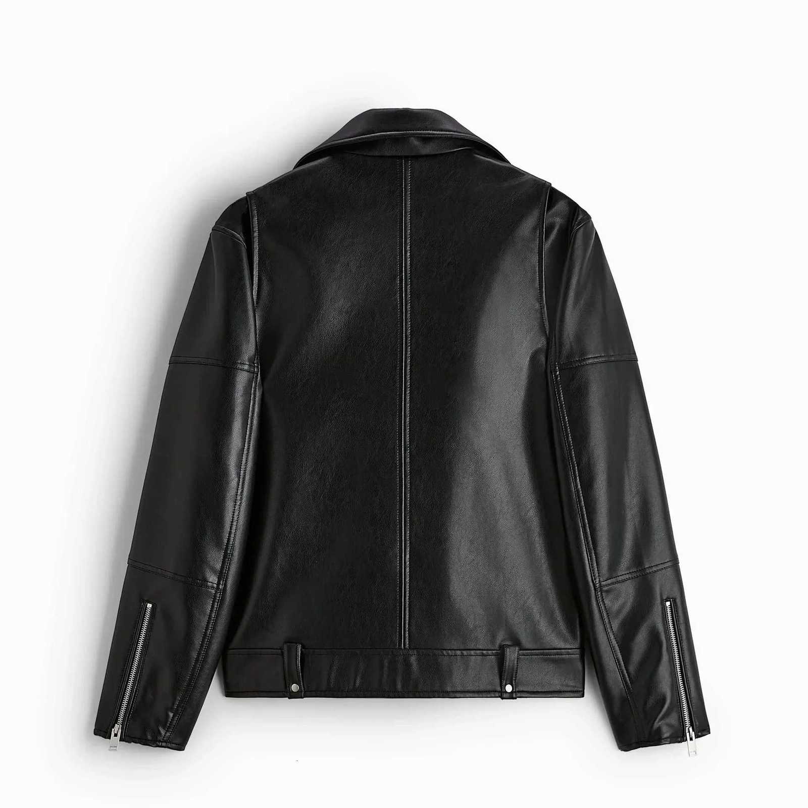 LIBIELIY Mens Autumn New Fashion Lapel Zipper Casual PU Leather Jackets Frontal Asymmetrical Design Imitation Leather Biker JT251029