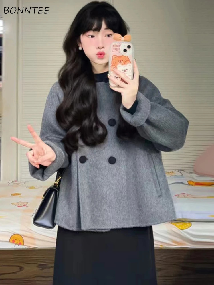 Wool for Women Chic Autumn Winter Retro Thickened Korean Style Outerwear Classic Prevalent Ins Cozy Elegant Office Daily Female 251029
