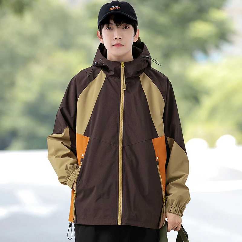 CHRLCK Unisex Waterproof Hiking Jacket Windproof Camping Windbreaker Hooded Men Fashion Splicing Fishing Trekking Coats Women J251029