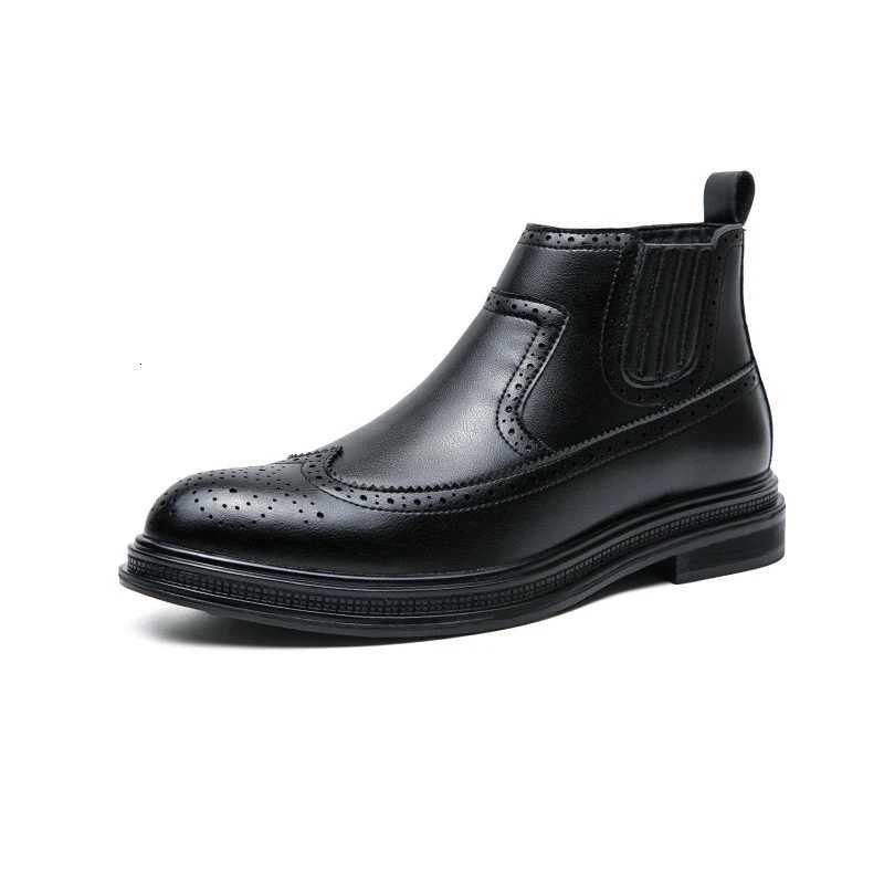 Mens Low Cut Leather Shoes Trendy and Versatile Going Out Thick Soled Fashionable Short Boots and Formal Boots Are Waterproof Z251029