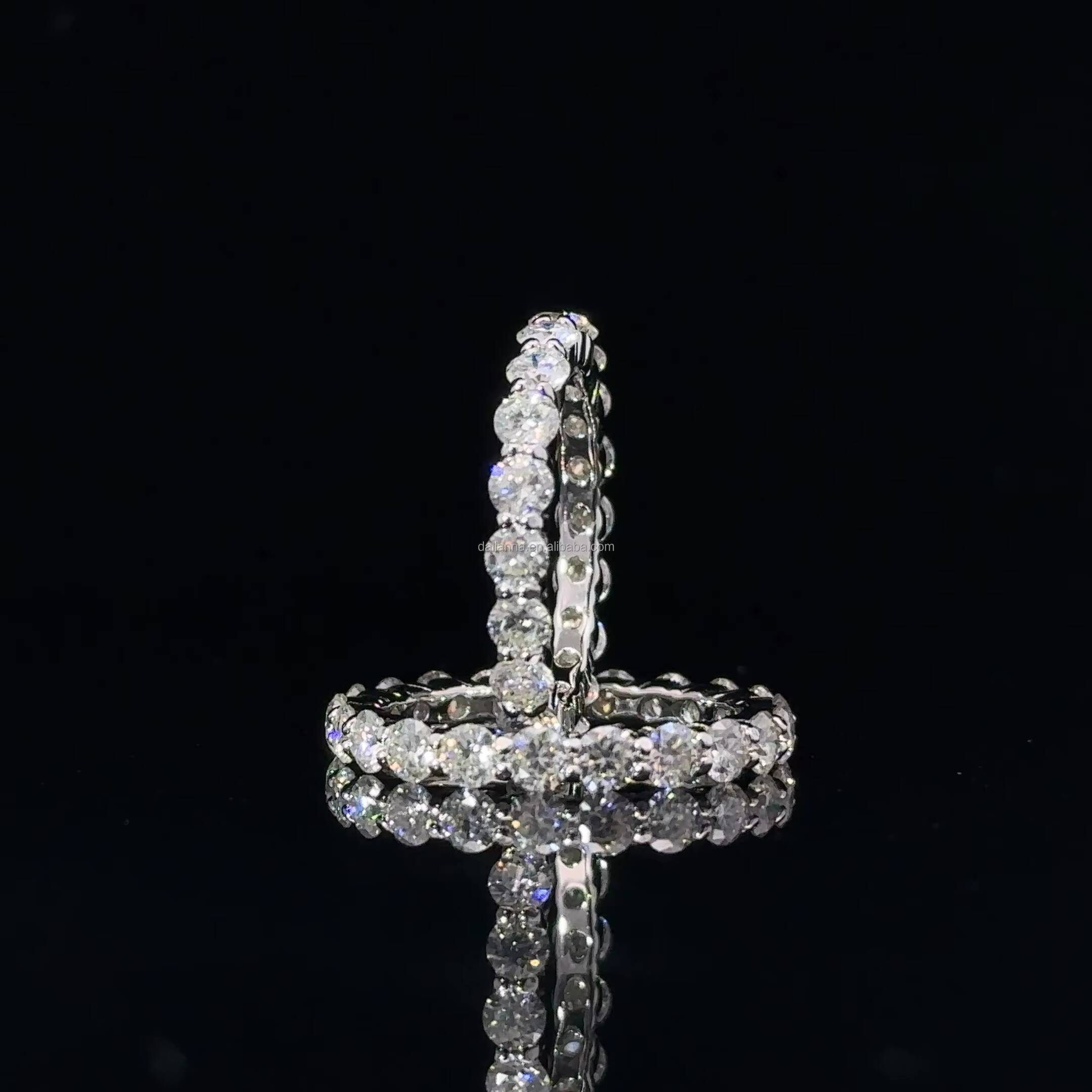 New Model Moissanite Eternity Ring Round Cut 5Ct D Color Lab Created Diamond Sterling Silver Wedding Band Ring for Women