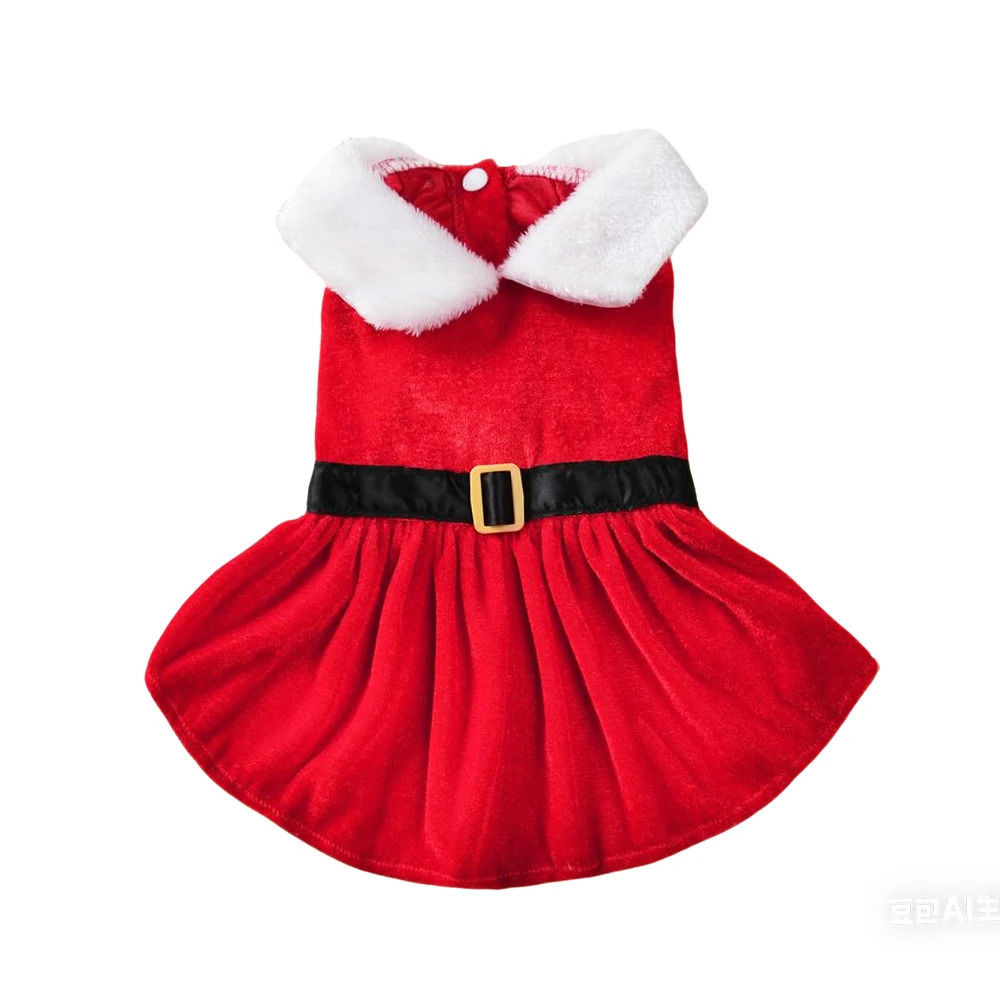 Pet Dresses Xmas Santa Claus Cosplay Red Princess Skirt Soft Christmas Costumes Holiday Party Kitten Gifts For Small Dogs Cats 251029