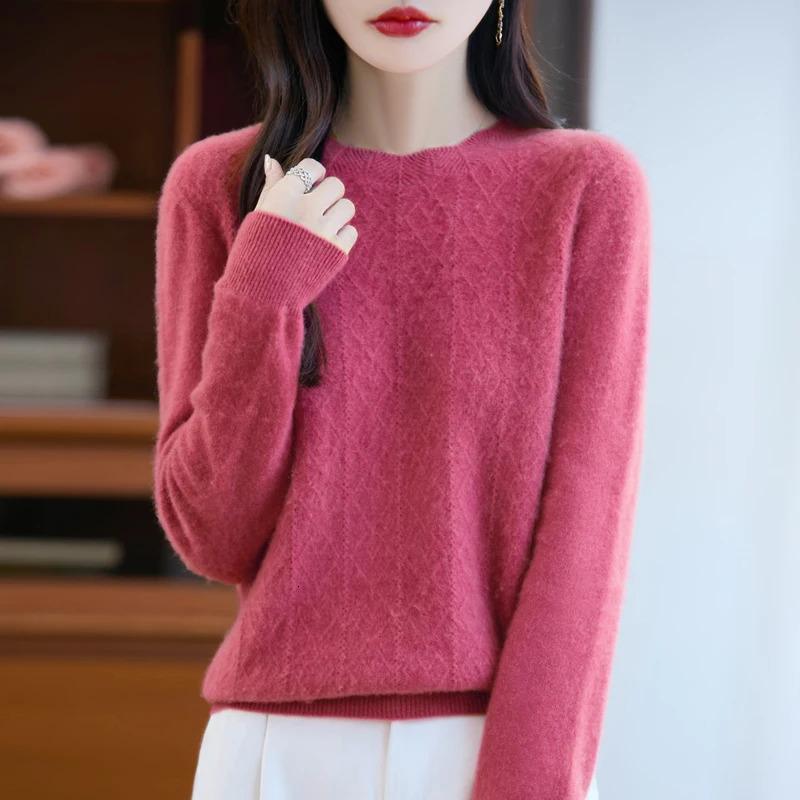 Womens Sweater Oneck 100 Merino Wool Knitwear Cashmere Pullover Autumn Winter Long Sleeve Grace Solid Comfortable Clothes Top 251029
