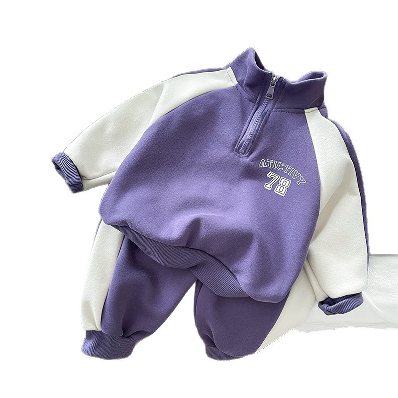 kids tracksuit Trendy Color Block Outfit for Boys, 2025 Stylish Spring Fall Tracksuit, 2-Piece Toddler Clothes Set