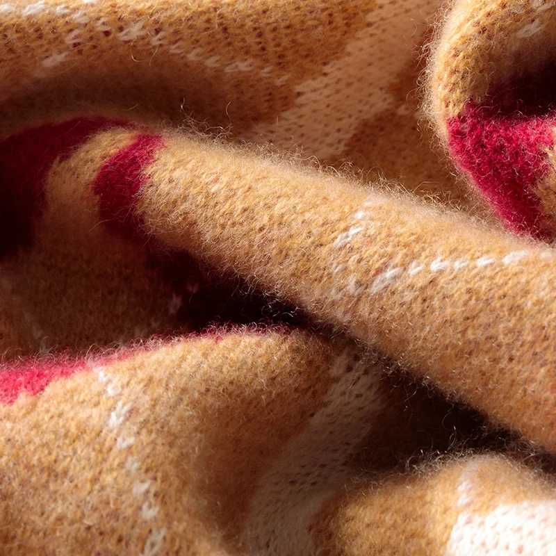 Autumn And Winter Wool Color Matching Round Neck Thick Sweater Loose Casual Wool Bottoming Sweater Top J251029