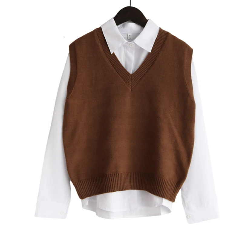 Fall Winter Sweater Vest Women 2025 Korean Fashion V Neck Sleeveless Knitted Pullover Waistcoat Female Loose Spring Jumper 251029